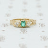 emerald and mine cut diamond ring