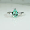 Platinum Pear Shape Emerald and Diamond Engagement Ring
