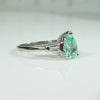 Platinum Pear Shape Emerald and Diamond Engagement Ring