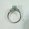 Platinum Pear Shape Emerald and Diamond Engagement Ring