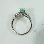 Platinum Pear Shape Emerald and Diamond Engagement Ring