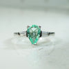 Platinum Pear Shape Emerald and Diamond Engagement Ring