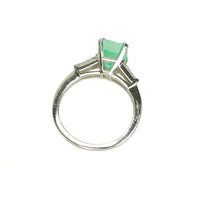 Emerald and Diamond Baguette Vintage Engagement Ring - Gem Set Love