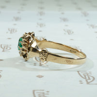 Mellow Old Gold Emerald and Rose Cut Diamond Ring