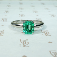 Spring Green Emerald Platinum Solitaire Ring by 720