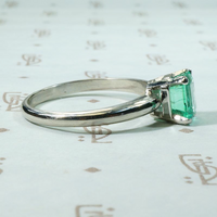 Spring Green Emerald Platinum Solitaire Ring by 720