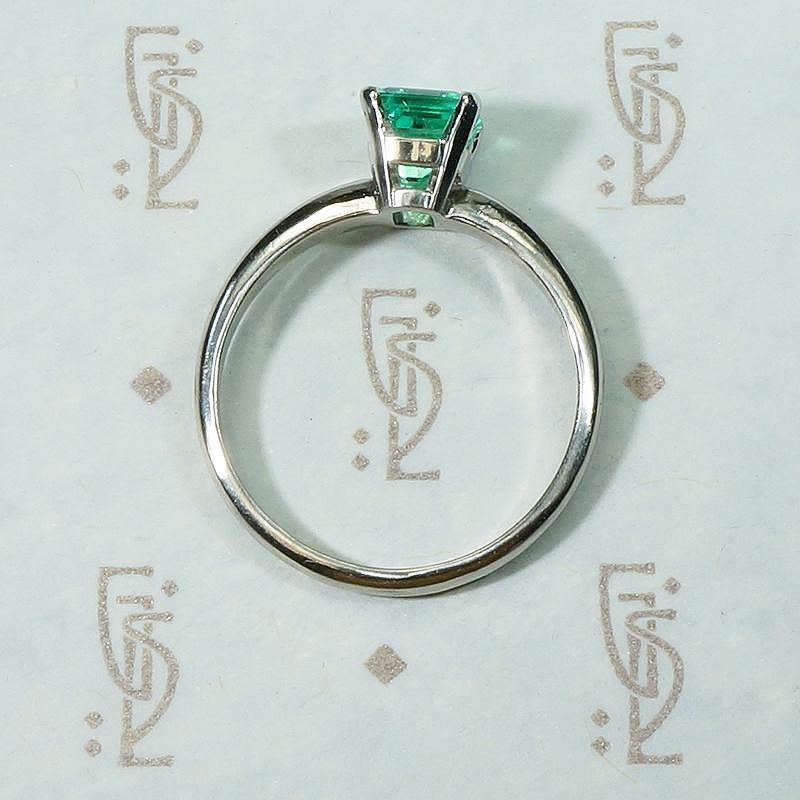 Spring Green Emerald Platinum Solitaire Ring by 720