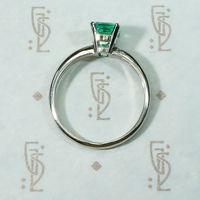 Spring Green Emerald Platinum Solitaire Ring by 720