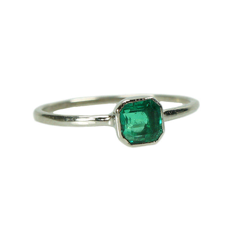 Antique Square Emerald in Recycled White Gold - Gem Set Love