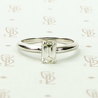 Mid Century Emerald Step Cut Diamond Solitaire