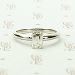 Mid Century Emerald Step Cut Diamond Solitaire