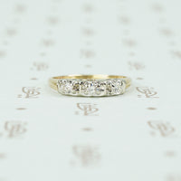Vintage 1940's 2 tone Gold Emerald Wedding Set