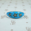 robins egg blue enamel star set rose cut diamond band 18k gold