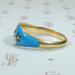 Starry Night Band Enamel and Rose Cut Diamonds in 18k Gold