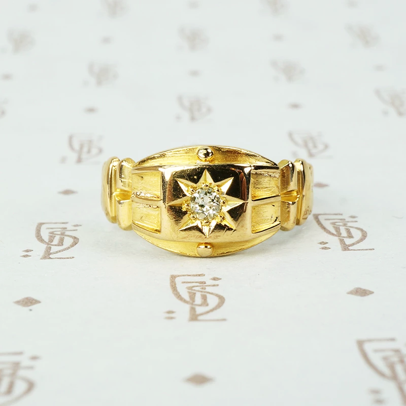 18k chester england omc star set diamond band