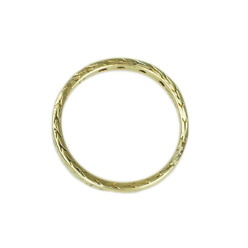 Sweetly Engraved 18k Yellow Gold Diamond Band from the 1920's - Gem Set Love