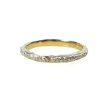 Deeply Engraved Forget me not Wedding Band in Platinum on 18k yellow gold