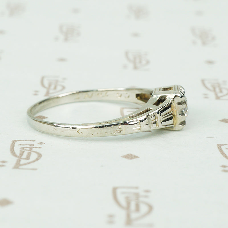 Practical and Pretty Vintage 1930's Engagement Ring
