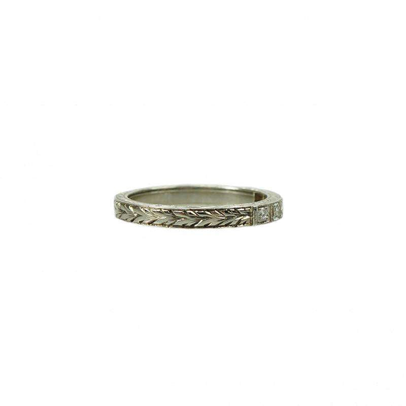 Vintage Hand Engraved Diamond Band