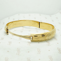 Wild Roses Engraved Vintage Bangle, hinge view.
