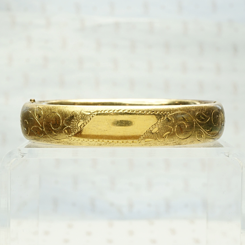 Vintage Engraved Gold Filled Bangle