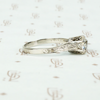 Beautifully Engraved Edwardian Platinum Solitaire