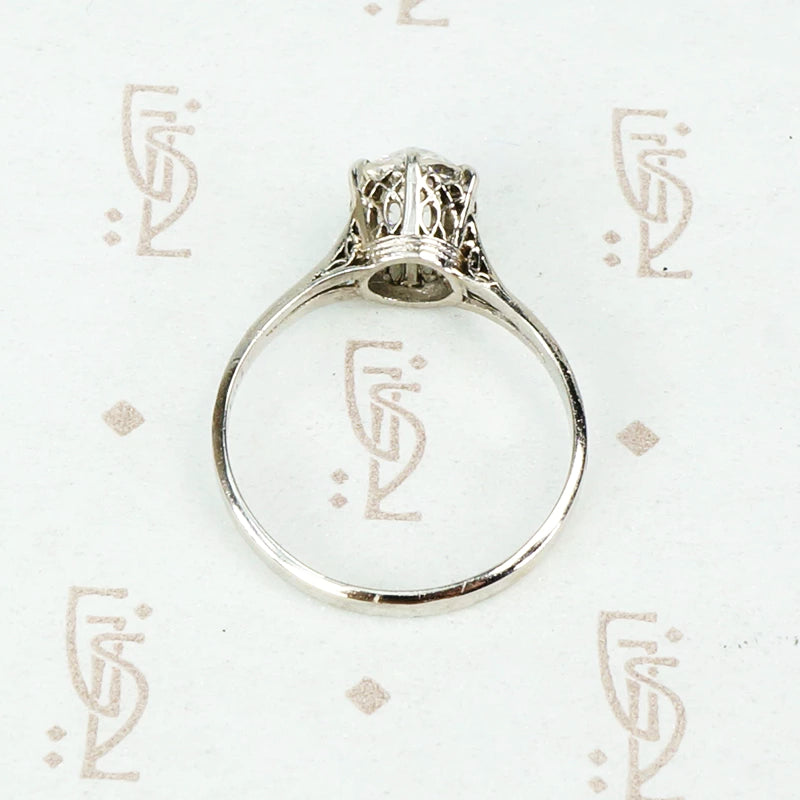 Beautifully Engraved Edwardian Platinum Solitaire