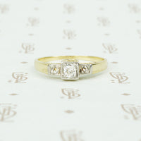 14k yellow gold anf platinum omc and rose cut diamond engagement ring circa 1920