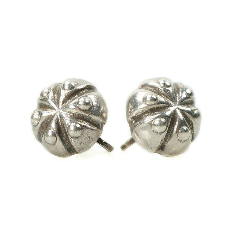 Signed Spratling Silver earrings in the shape of flower pods c 1940's
