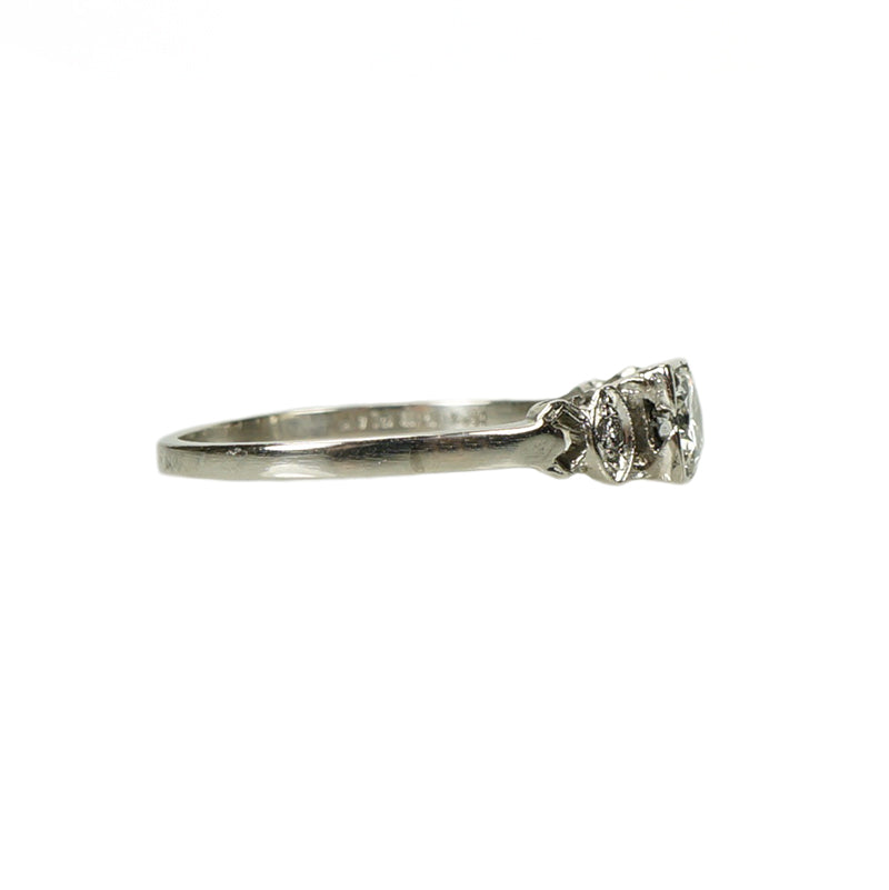 Vintage 1930's Platinum and Diamond Engagement Ring - Gem Set Love