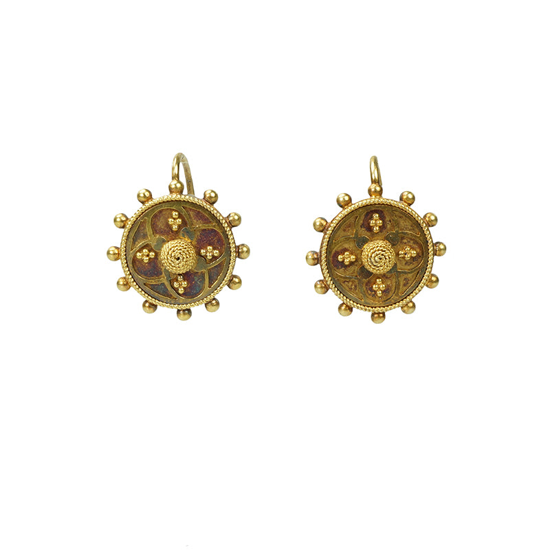 Etruscan Revival 22k Gold Earrings