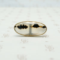 east west picture agate in 14k yellow gold ring conversion of a stick pin