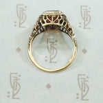 Emerald Cut Garnet in Art Deco Gold Ring