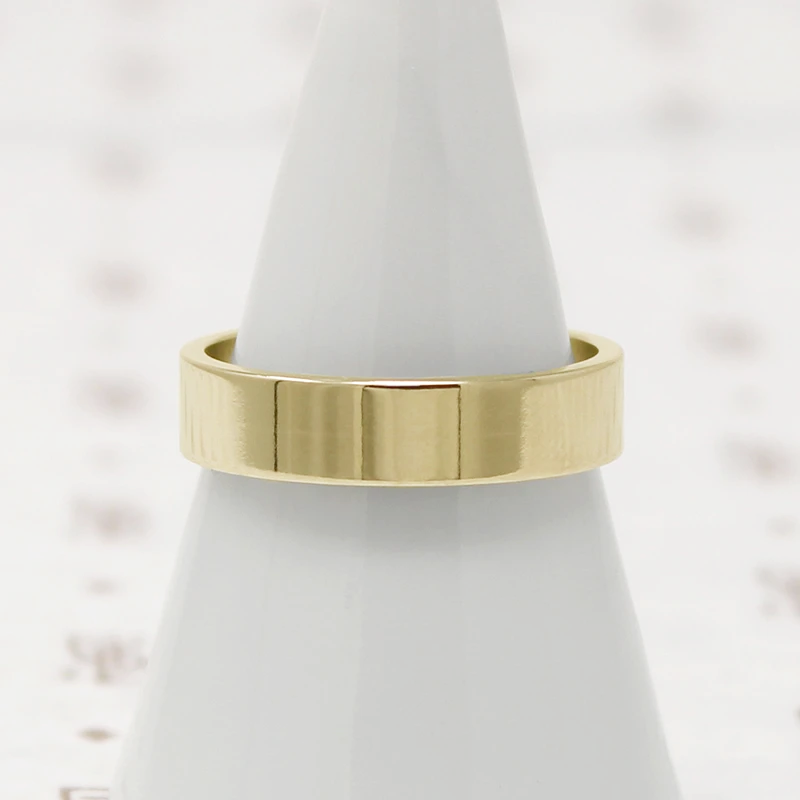 Sleek Flat Wedding Band, yellow gold