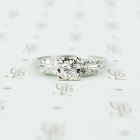 perfect 1940's white gold double sides diamond engagement ring