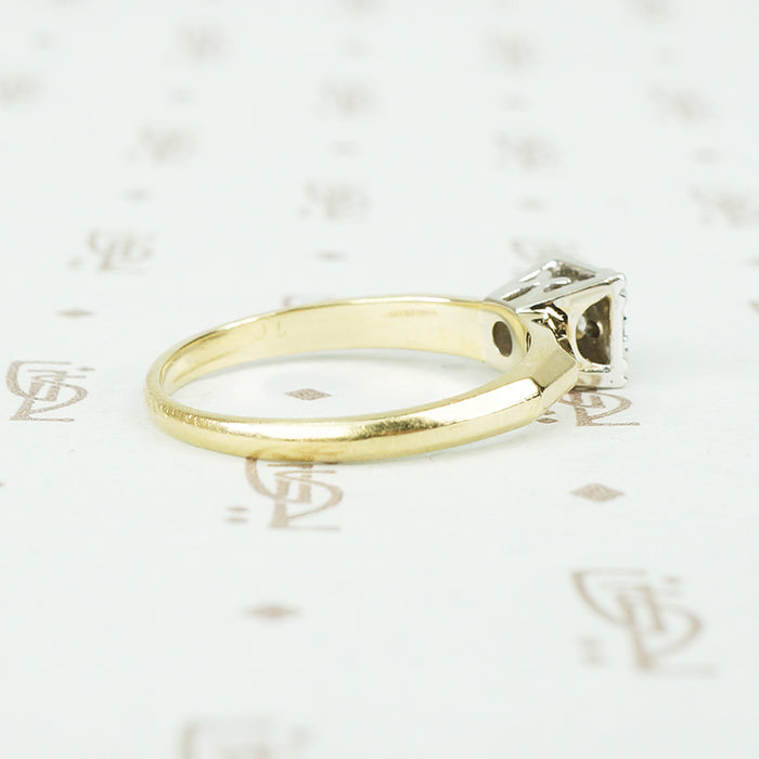 Vintage 2 tone Gold and Diamond Engagement Ring