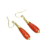 Vintage Faceted Red Coral Drop Earrings in 18k Gold - Gem Set Love