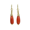 Vintage Faceted Red Coral Drop Earrings in 18k Gold - Gem Set Love