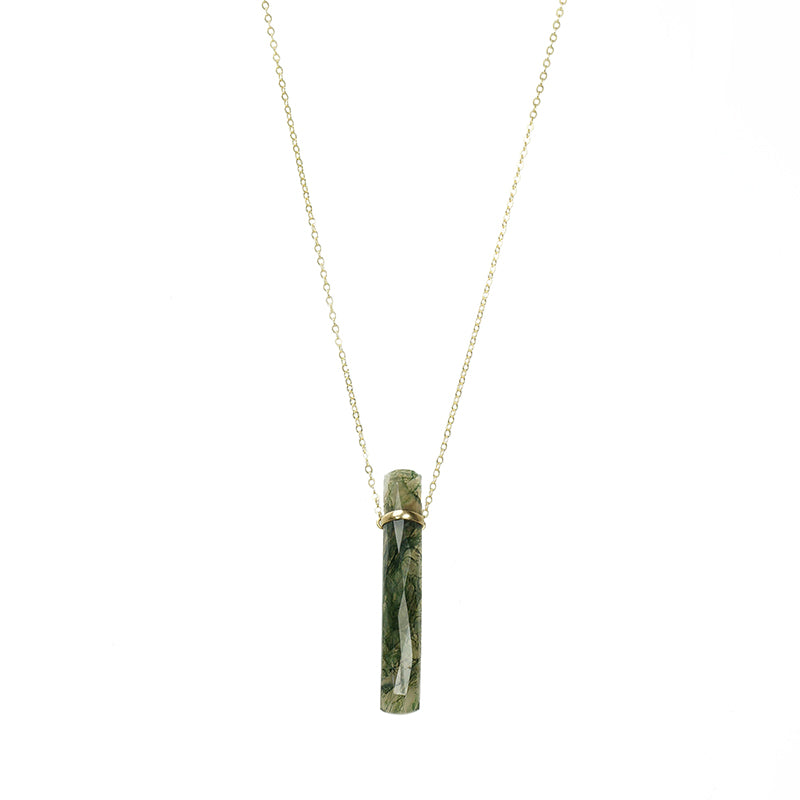 unusual faceted moss agate necklace