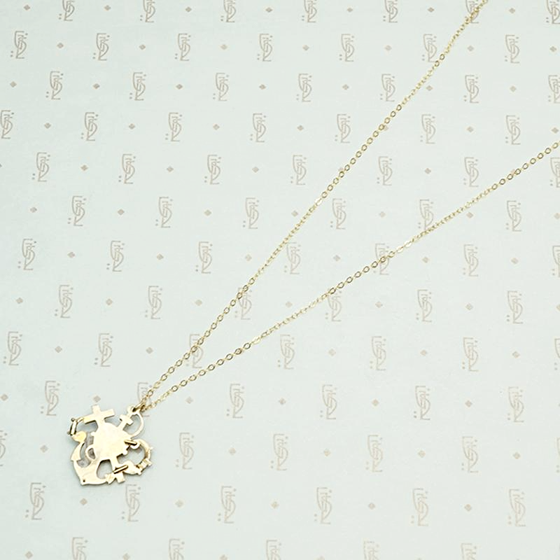 Faith Hope & Charity Victorian Gold Filled Necklace. Back view.