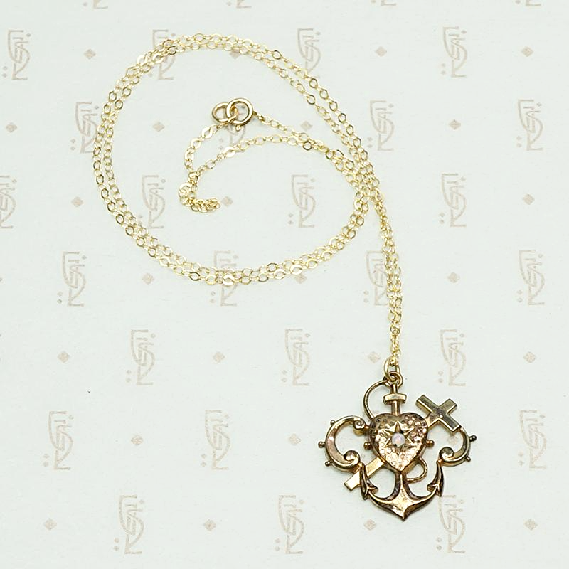 Faith Hope & Charity Victorian Gold Filled Necklace