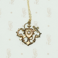 Faith Hope & Charity Victorian Gold Filled Necklace, detail view.