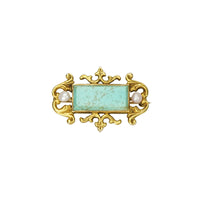 Gold Brooch set with Pate de Verre and Pearls - Gem Set Love