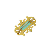 Gold Brooch set with Pate de Verre and Pearls - Gem Set Love