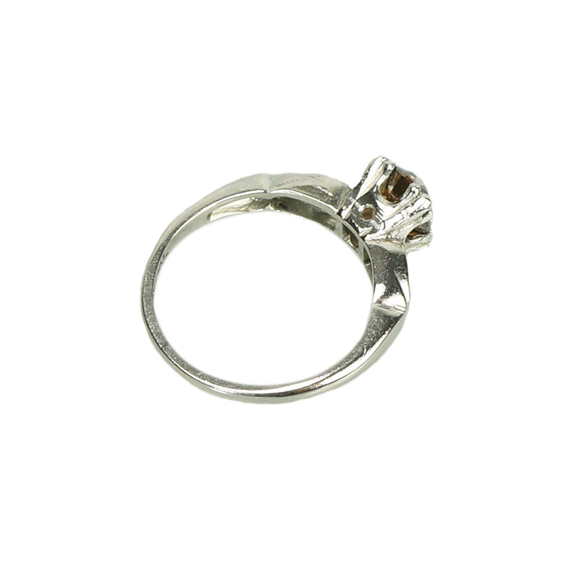 Vintage Platinum Engagement Ring with Fancy Deep Brown Diamond - Gem Set Love