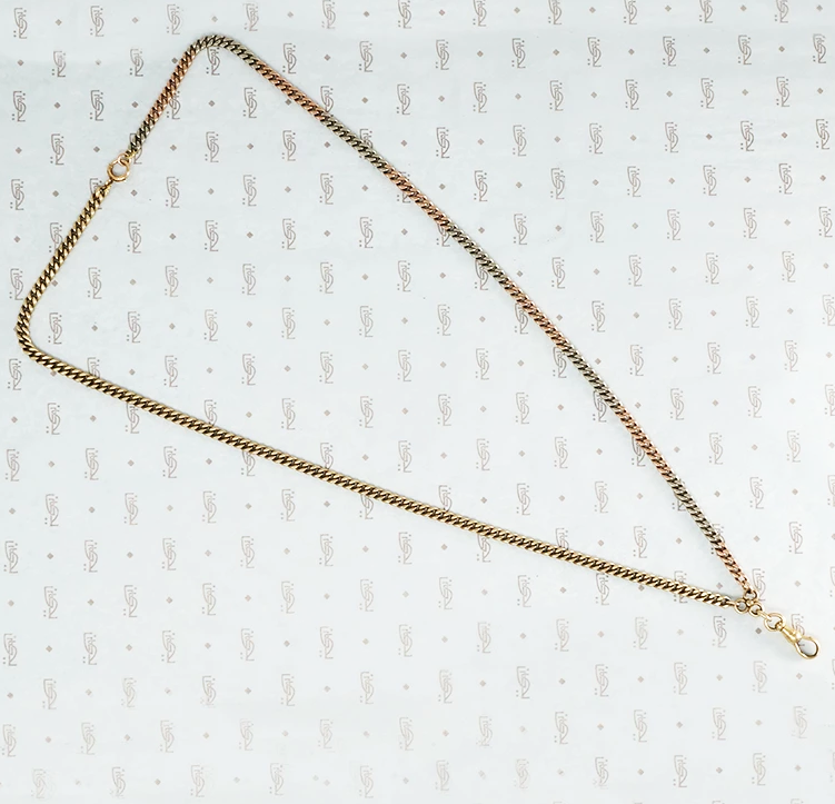 flattened curb chain 14k platinum yellow rose gold necklace