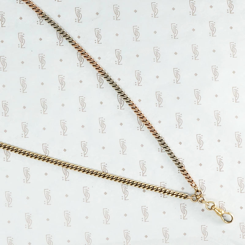 flattened vintage curb chain 14k platinum with watch swivel