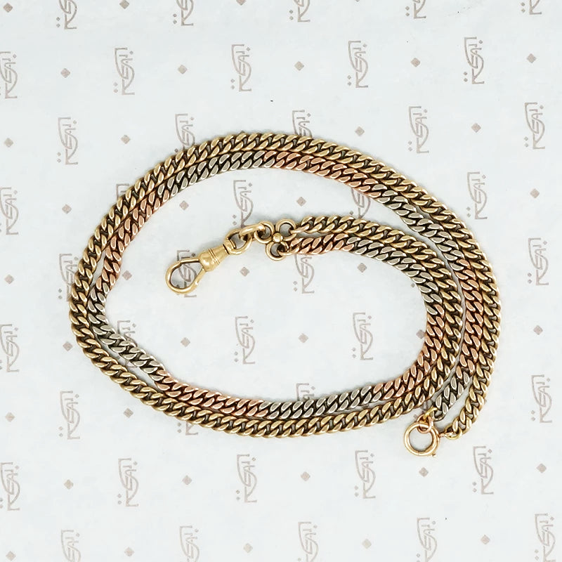 platinum gold rose gold flattened curb chain