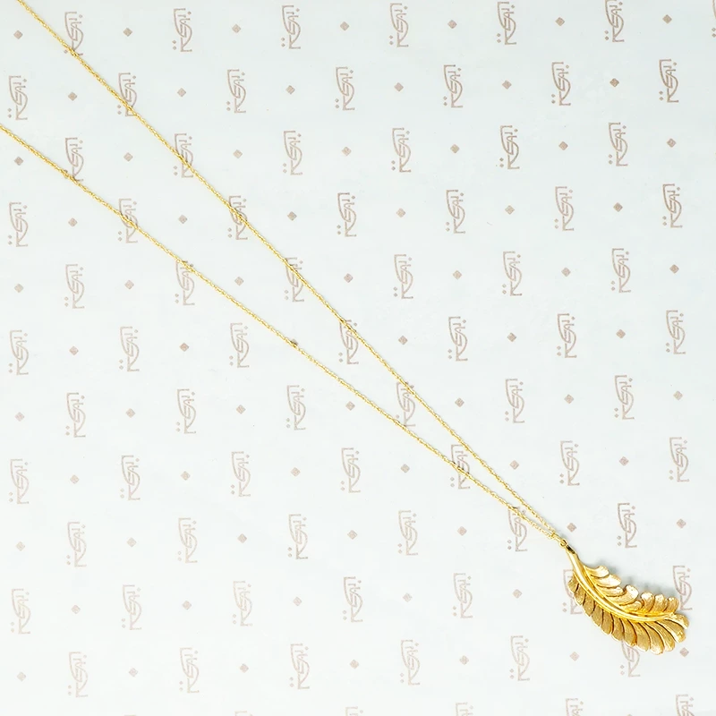 14k gold feather necklace