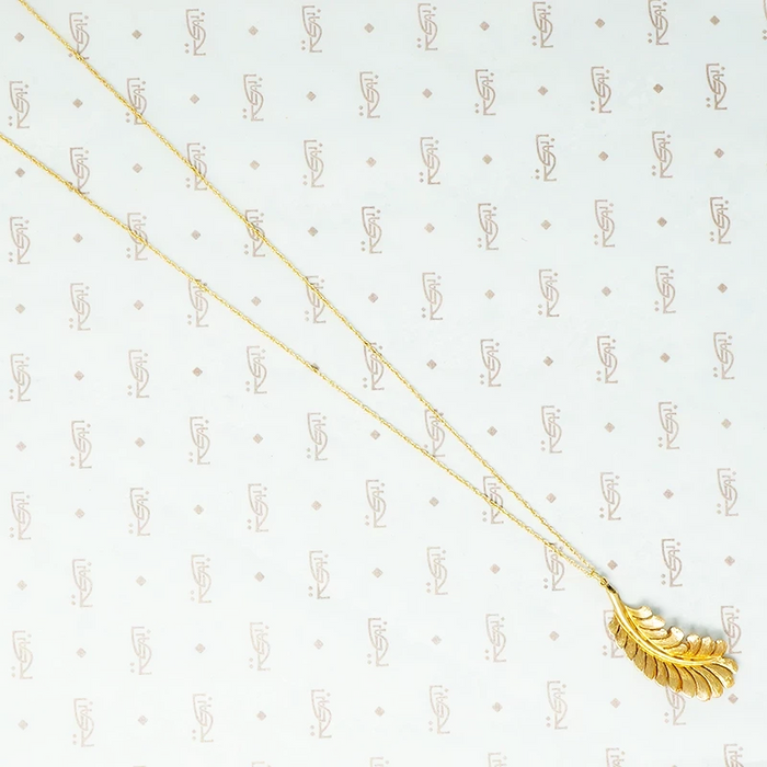 14k gold feather necklace